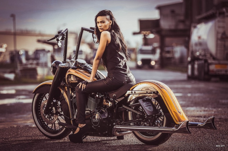 Motorcycles, Woman, Thunderbike Customs, Harley-Davidson, Custom Motorcycle, 1080P, Girls and Motorcycles