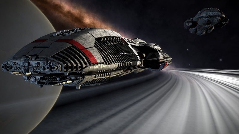 futuristic, 8K, Battlestar Galactica, digital art, artwork, render, science fiction, 3D, space