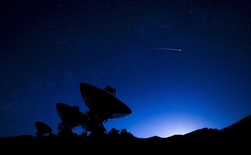 communication, skies, morning, star - space, science, antenna, low angle view, sky, dishes, satellite dish, silhouette, no people, blue, flight, technology