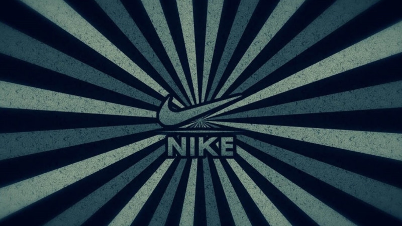 Nike, black, architecture, rug, no people, shape, repetition, close-up, 1080P, floral, backgrounds, logo, day, concentric, leaf, creativity, design, blue stripes