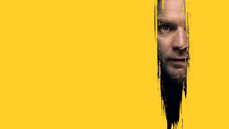 The Shining, face, 4K, Stephen King, yellow background, Doctor Sleep, movies, Ewan McGregor