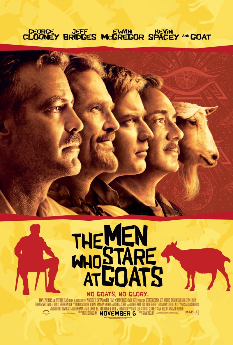 posters, goats, clooney, jeff, george, kevin, mcgregor, bridges, spacey, movie, men, stare, 4K, ewan