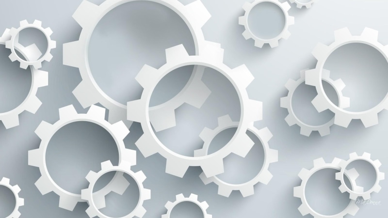 black and white, 3d and abstract, 1080P, gray, simple, gears, round, technology, geometrics