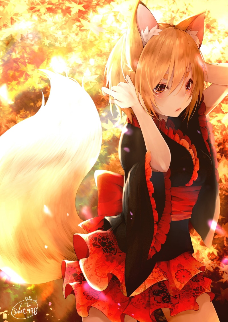 tail, fox girl, anime, anime girls, blonde, 1080P, animal ears