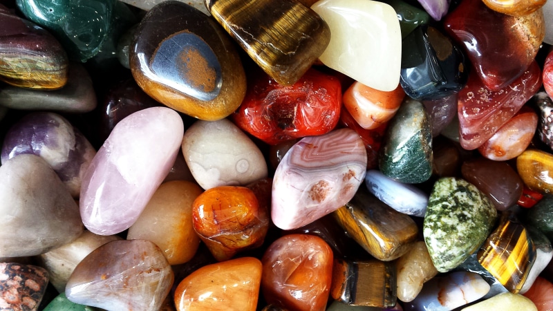 Deco, close-up, Stones, full frame, high angle view, multi colored, freshness, large group of objects, Colorful, semi-precious gem, directly above, indoors
