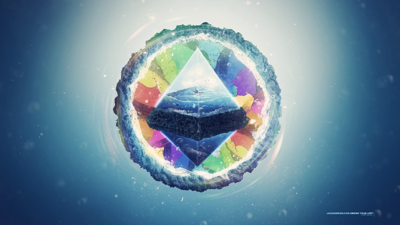 Lacza, abstract, aquarium, coral, painting, circle, digital art, boat, 2K