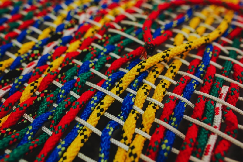 multi Colored, textile, wool, blue, woven, high angle view, background, thread, embroidery, colors, intertwined, lace, 5K, industry, creativity, indoors