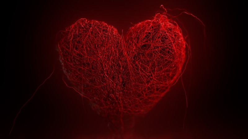 yarn, wool, red, heart shape, indoors, black background, romance, abstract, creativity, colored background, sphere, valentines day - holiday, art and craft