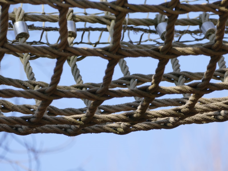 protection, complexity, day, mesh, boundary, knot, sky, focus on foreground, ropes course, intertwined, safety, connection, climbing park, metal, networking