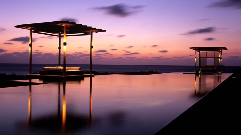 evening, water, no people, nature, swimming pool, cloud - sky, sky, tropical, tranquil scene, lighting equipment, beauty in nature, travel destinations