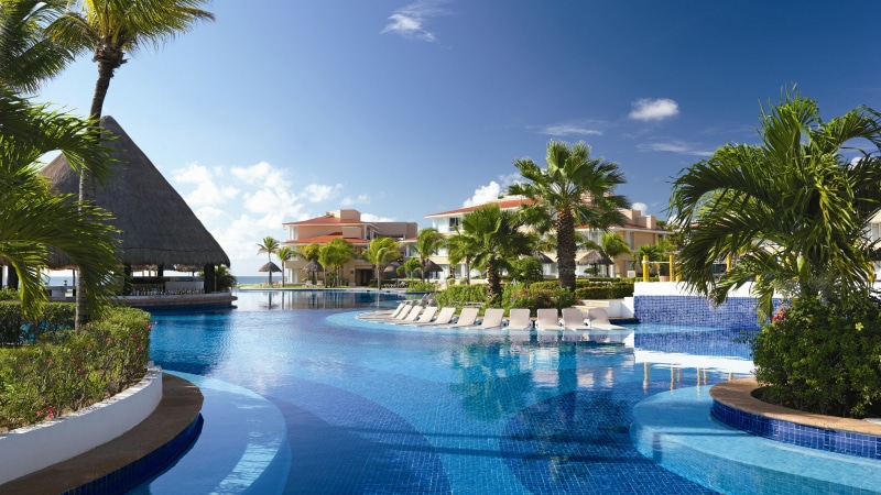 resort town, tropics, property, leisure, estate, hotel, resort, cancun, arecales, water, sky, real estate, vacation, swimming pool, mexico, 4K, summer