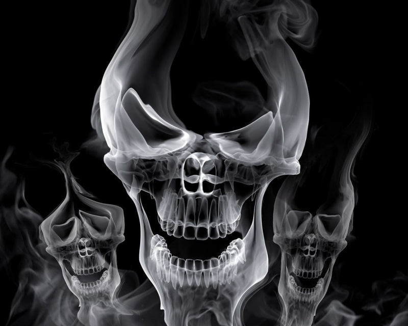 human skeleton, indoors, black background, burning, flowing, white, isolated On Black, close-up, curve, fire - Natural Phenomenon, smoke, swirl, wave Pattern