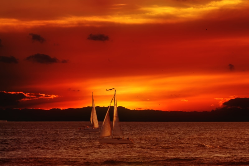 SEASCAPE, sailing Ship, sun, nautical Vessel, yacht, horizon Over Water, sunset, sea, sailing, dusk, over the horizon, Velvet, 4K, horizon, boat, travel