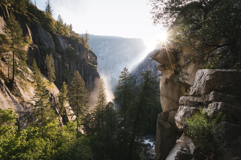 yosemite  national park, boulder, rock, fe, Sony A7RII, mountain, ZA, pine, Mist Trail, hiking, rock - Object, f4, ILCE-7, clouds, landscape, CA  e, pine trees