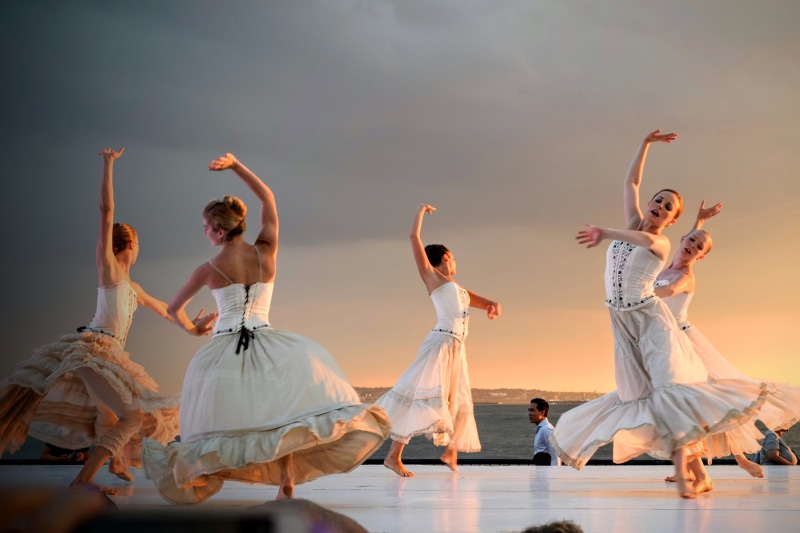 full length, celebration, human, performer, battery park, bride, arms raised, sunset, human arm, five, dancer, positive emotion, adult, group of people