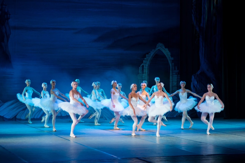 performer, dancing, stage - performance space, theater, entertainment, tutu, classic, white, performance, swimming pool, performing arts event, music, indoors