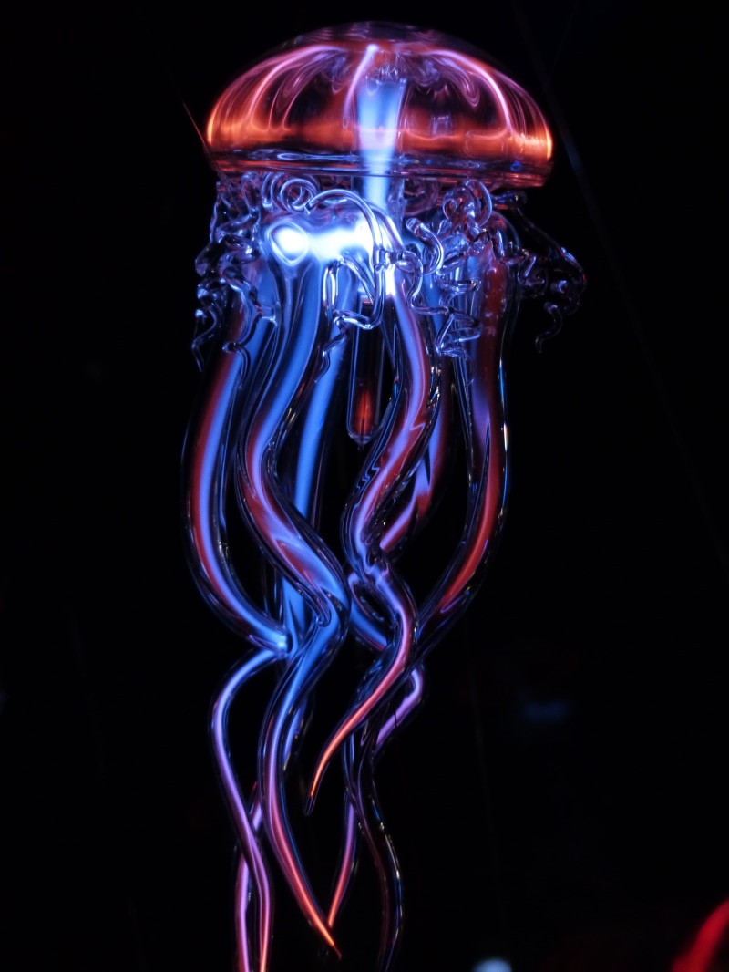 tentacles, glass, light, jellyfish, glowing, 4K, artificial