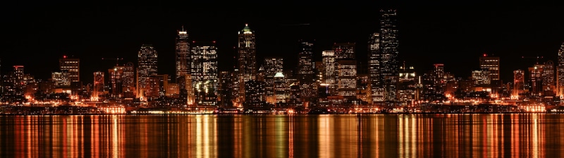buildings, tower, waterfront, financial District, illuminated, british Columbia, night, panoramic, modern, vancouver - Canada, concrete, skyscraper, building Exterior