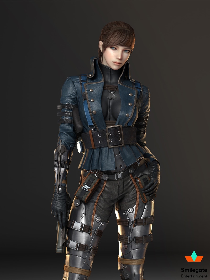 female, videogame, backgrounds, black color, serious, space, warrior, portrait, three quarter length, government, futuristic, brown hair, fashion, military