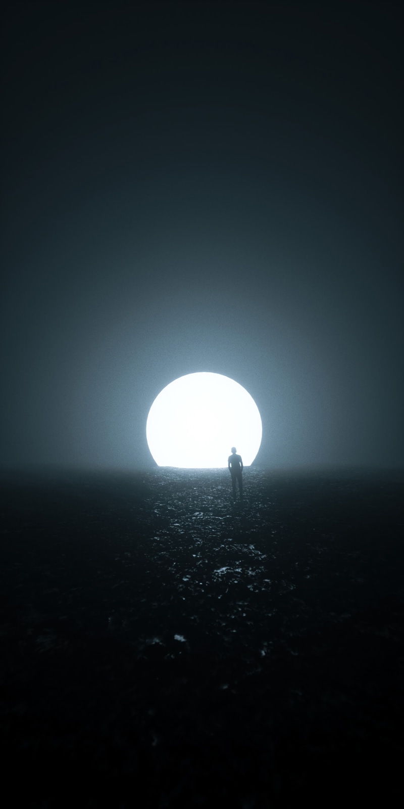 loneliness, silhouette, 4K, bright, emptiness, glowing ball, darkness