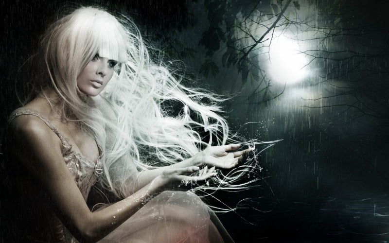 night, lovely, thinking, beautiful, white, hair, rainy, rain, trees, girls, thought, tend, 2K, night in the rain