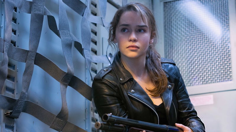 woman, leather, Best Movies of 2015, zip, jacket, 2K, Emilia Clarke, black, Terminator: Genisys