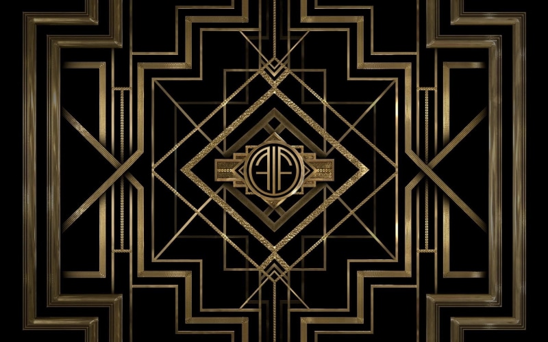 gold, black, digital art, The Great Gatsby, 1080P, minimalism, pattern