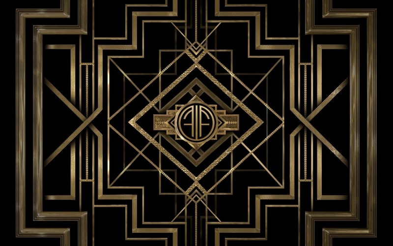minimalism, gold, pattern, Art Deco, digital art, 1080P, The Great Gatsby, black