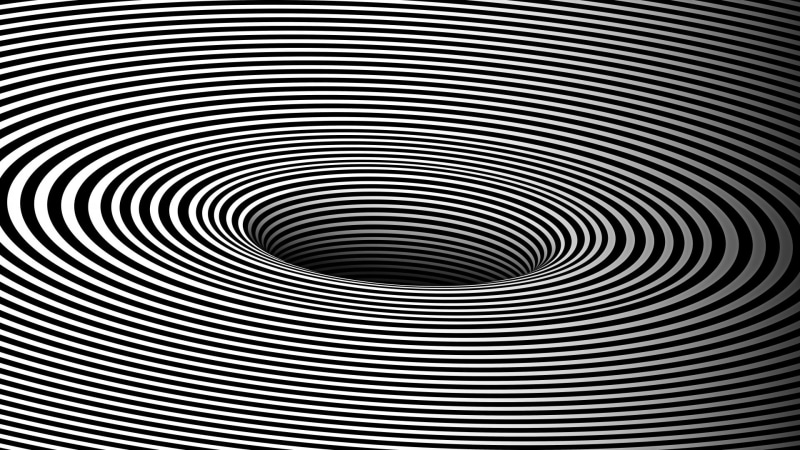 full frame, architecture, close-up, striped, no people, indoors, silver colored, spiral, 1080P, shape, illusion, design, abstract, optical illusion, geometric shape