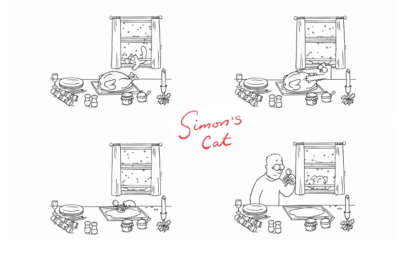 2K, cat, drawing, monochrome, Simons Cat, simple background, comics
