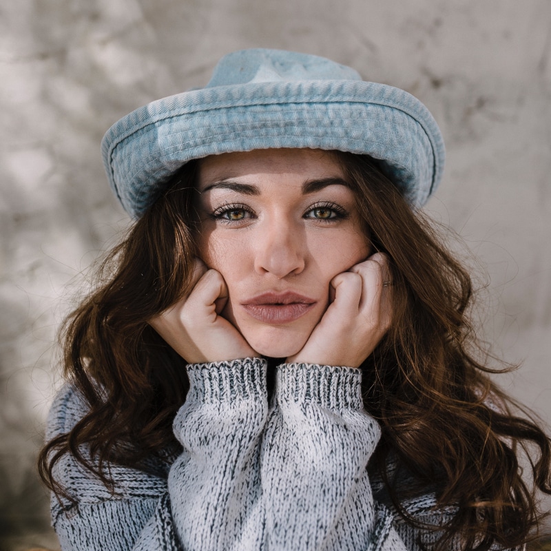 real people, one Person, beauty, portrait, wearing, smiling, winter, leisure activity, looking, young Adult, blue, one Young Woman Only, warm clothing
