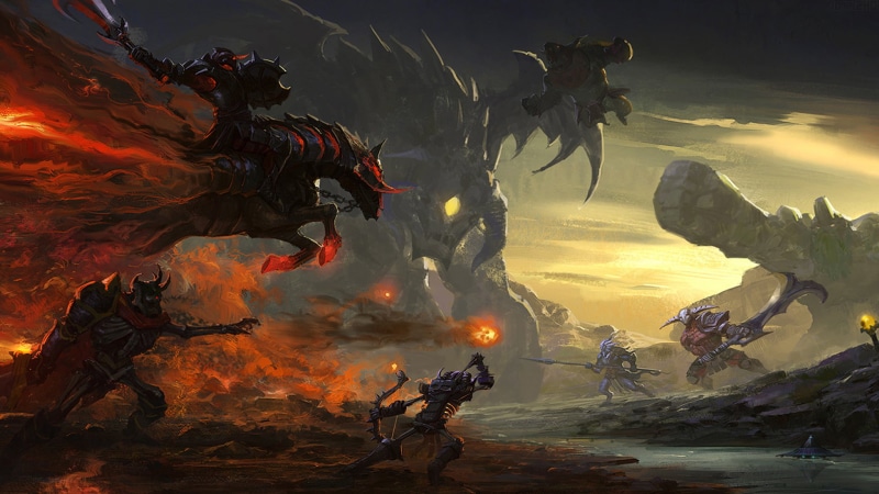 group of animals, Raijin, Sven, weapon, Skeleton King, horror, digital composite, people, plant, art, beauty in nature, animals in the wild, Wraith King