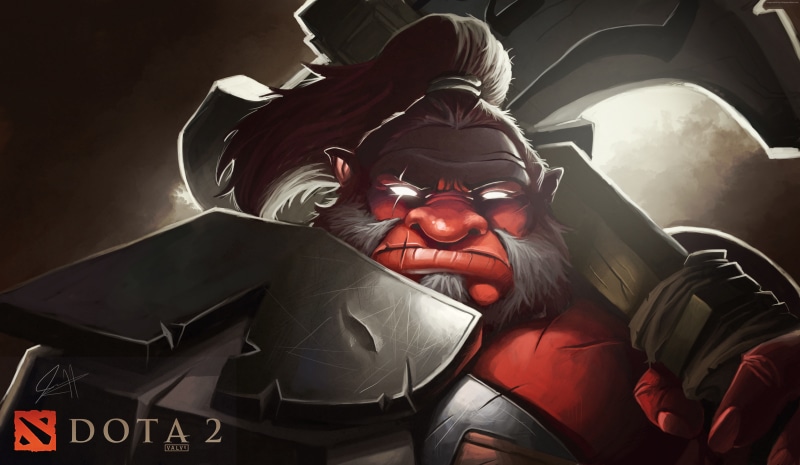 screenshot, Battle, art, fire, hero, characters, monster, Dota 2, armour, Axe, Magic, game, 5K, fantasy
