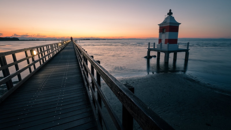 pathway, photography, Lignano sabbiadoro, dock, sunrise, orange, coastline, travel, lighthouse, sky, pier, outdoors, composition, Italy, water, nature