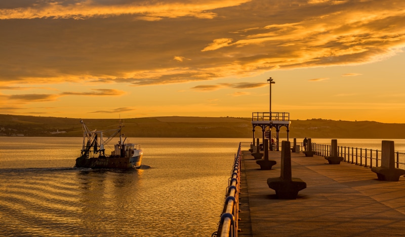 natural, holiday, tourism, dock, travel, built structure, tranquility, orange color, harbour, architecture, coast, dorset, morning, english, sunrise, ship