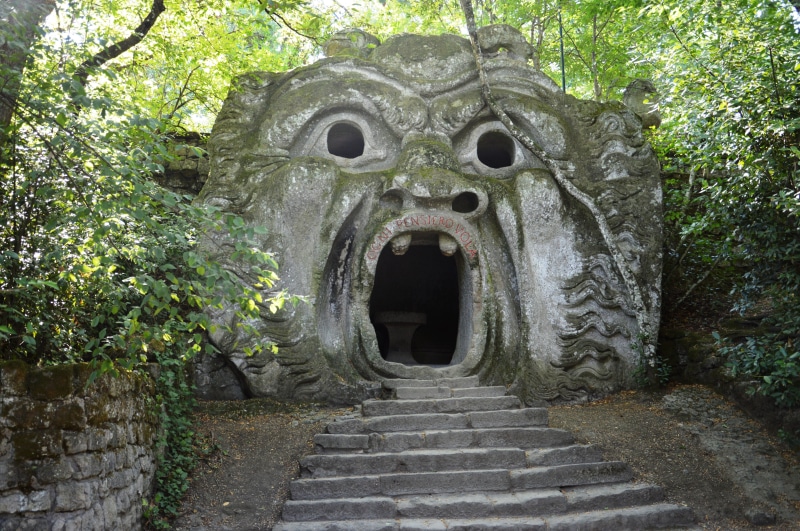 outdoors, no people, truth, gray, architecture, old, daytime, staircase, the way forward, holiday, forest, day, growth, viterbo, bomarzo, italy, art and craft
