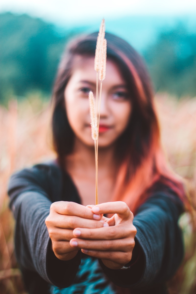 nature, leisure activity, woman, handson, one person, outdoors, focus on foreground, real people, women, flower, bokeh, lifestyles, day, young women, holding