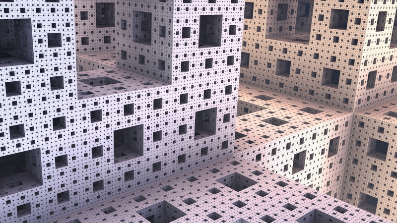 3D Abstract, 3D fractal, abstract, 2K, Menger sponge