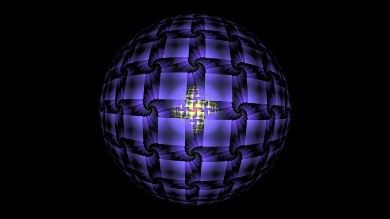 studio shot, fractal, lighting equipment, single object, CGI, pattern, shape, transparent, symmetry, decoration, close-up, 1080P, black background, sphere