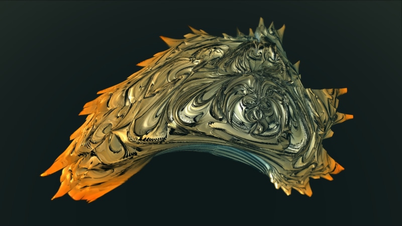 nature, animal representation, fractal, dragon, digital art, black background, 2K, ornate, 3D fractal, black color, green color, 3D, shape, indoors, abstract