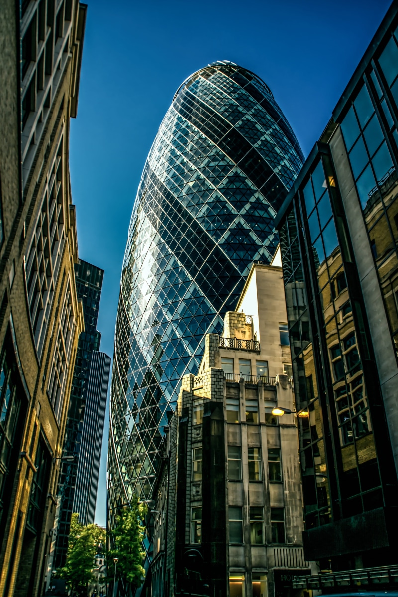 sky, day, tall, tall - high, modern, capital, building, glass, nature, exterior, cityscape, glass - material, finance, high, 30 St Mary Axe, no people