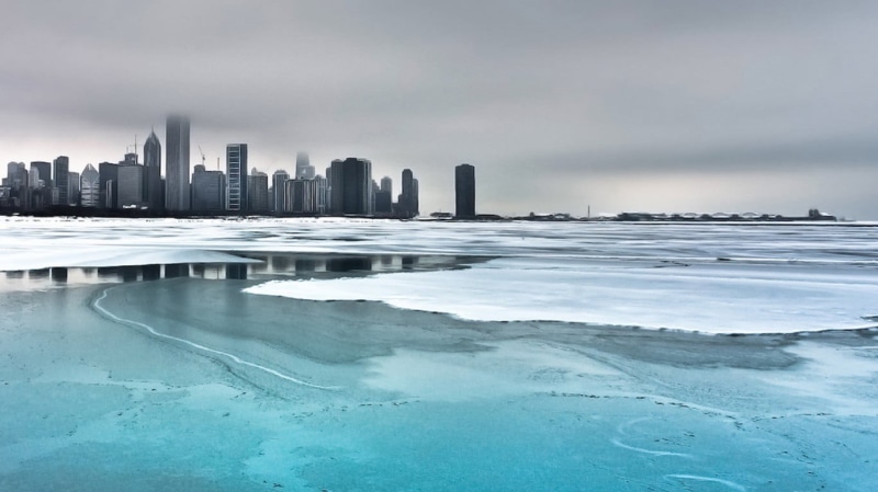 luxury, sea, cityscape, outdoors, sky, ice, water, nature, high, skyscraper, mist, residential district, building exterior, gray, reflection, 720P, architecture