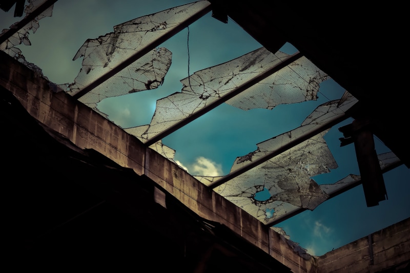 skylight, wall painting, destruction, industrial plant, pforphoto, day, transient, transience, past, wall - building feature, gloomy, built structure, destroyed