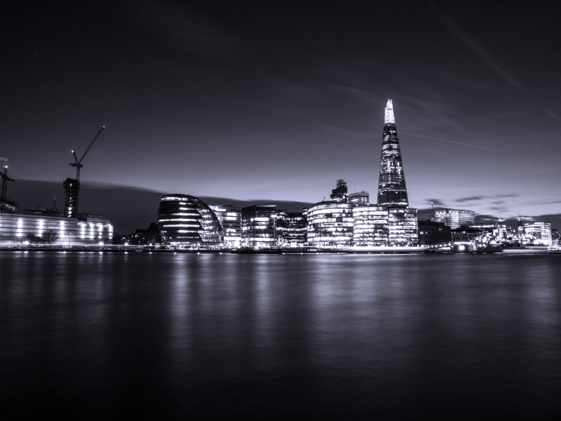 built Structure, dusk, urban Skyline, urban Scene, evening, Zuiko Digital, lighted, Digital  architecture, high rise buildings, tower, night, sky, water