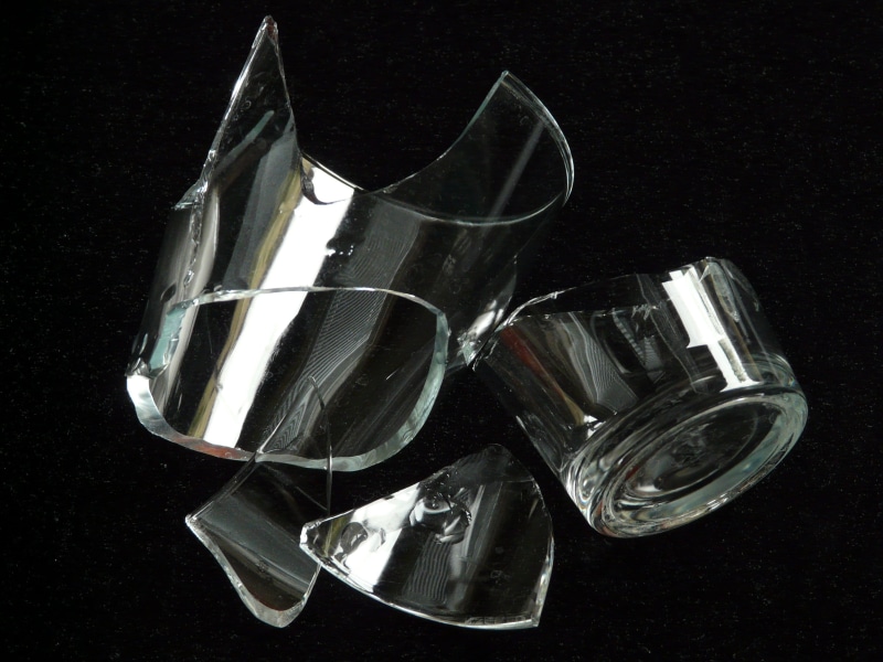 Shard, high angle view, table, crockery, 2K, black background, studio shot, single object, indoors, Broken Glass, two objects, steel, kitchen utensil