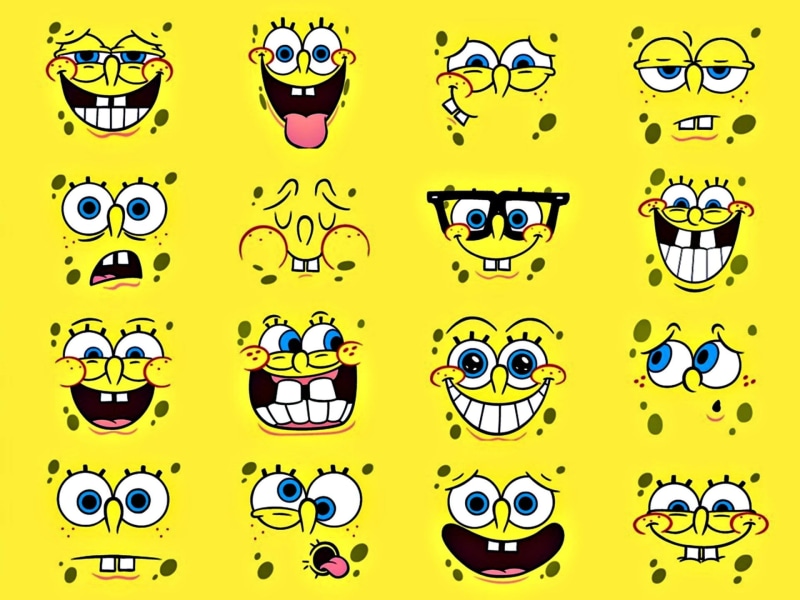 eyeglasses, 1080P, lifestyles, Spongebob Squarepants, large group of objects, men, human body part, yellow, body part, symbol, human skeleton