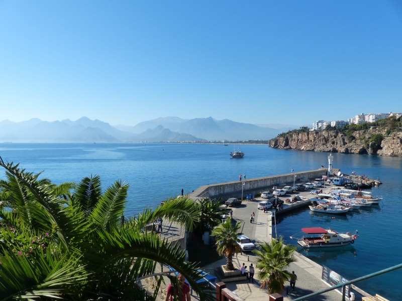 nautical vessel, transportation, Outlook, mode of transportation, beauty in nature, blue, coast, sailboat, bay, mountain, no people, 2K, docked, Turkey