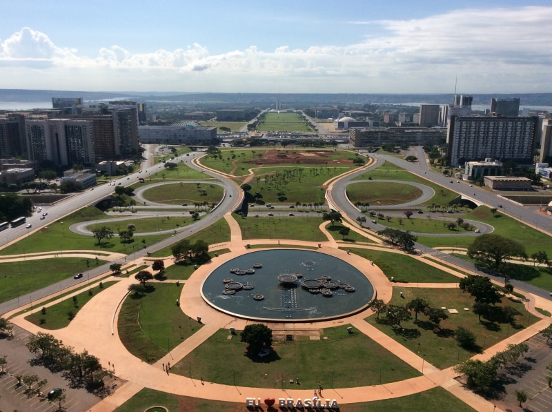 travel, cityscape, plant, aerial view, high angle view, shape, stadium, circle, building, built structure, Brasilia, tree, skyscraper, geometric shape