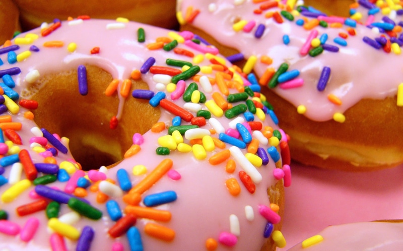 1080P, donut, macro, sprinkles, food