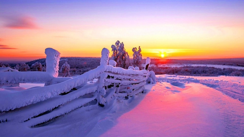 snowfall, winter, nature, abundant snowfall, abundant, snowy, snow, 1080P, sunset